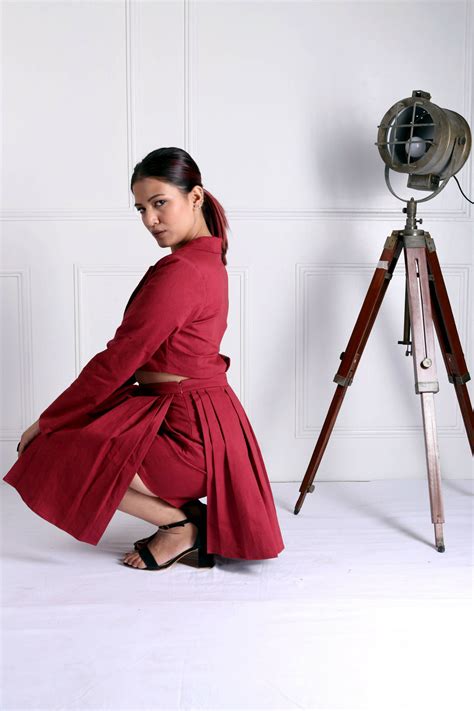 Olivia & Ofellia Hibiscus Red Co-ord Set | Upcycled Co-ord set – REFASH