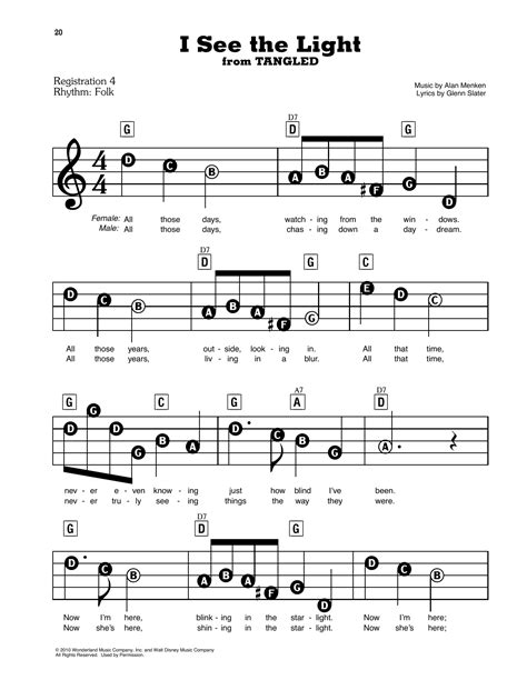 Piano Sheet Music For I See The Light at Millard Brochu blog
