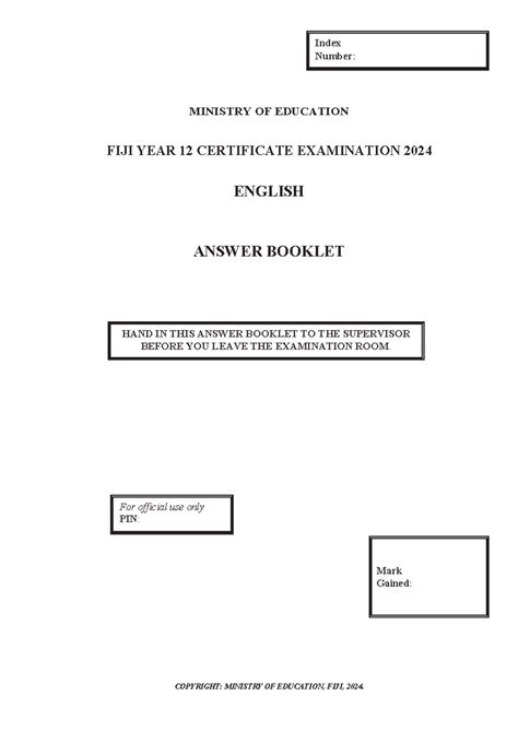 2024 FY12CE English Answer Booklet - Examination Guidelines - Studocu