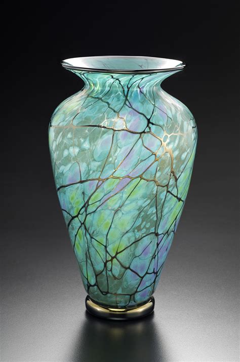 Serenity Vase by David Lindsay. This blown glass vase has been fumed for a soft iridescent ...