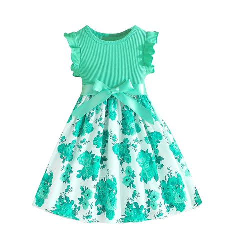 Baby Girl Dresses Double Layer Flutter Sleeve Flowy A-Line Sundress ...