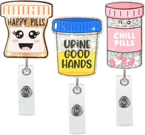 Prasacco 3-Piece Retractable Nurse Badge Reel, ID Badge Holder with ...