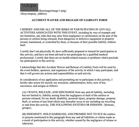 Liability Form Template 的图像结果