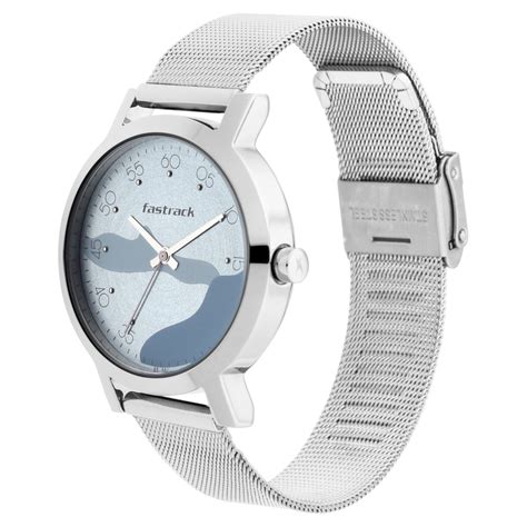 Buy Online Fastrack Bare Basics Quartz Analog Blue Dial Stainless Steel ...