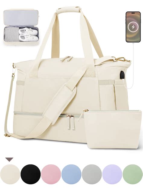 DAKIMOE Travel Duffel Bag for Women, Gym Bag with USB Charging Port ...