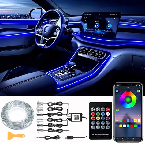 Amazon.com: DEHERANE Interior Car LED Strip Lights, RGB 6 in 1 Ambient ...