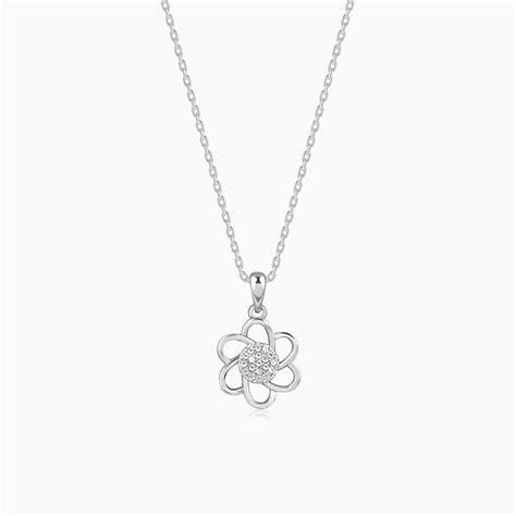 Silver Floral Moment Pendant With Link Chain – GIVA