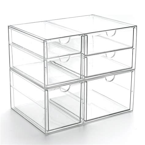Prsildan Acrylic Drawer Makeup Organizer with 6 Drawers, Set of 2 ...