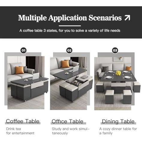 Guyii Lift Top Coffee Table with Storage Stools - India | Ubuy