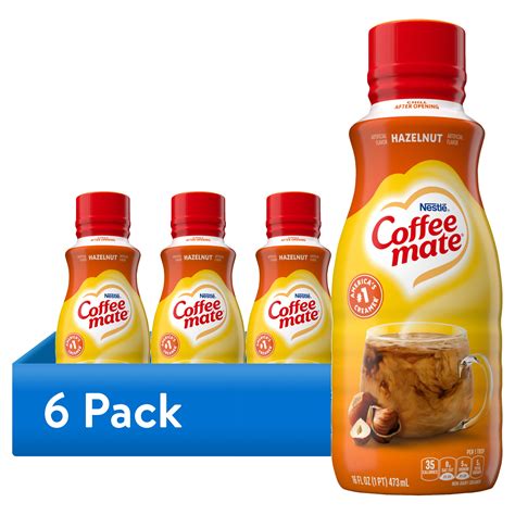 (6 pack) Nestle Coffee Mate Hazelnut, Shelf-Stable, Liquid Coffee ...