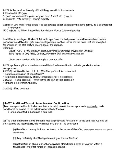 RST 7207637 - UCC § 2-207 Notes: Understanding the Mirror Image Rule ...