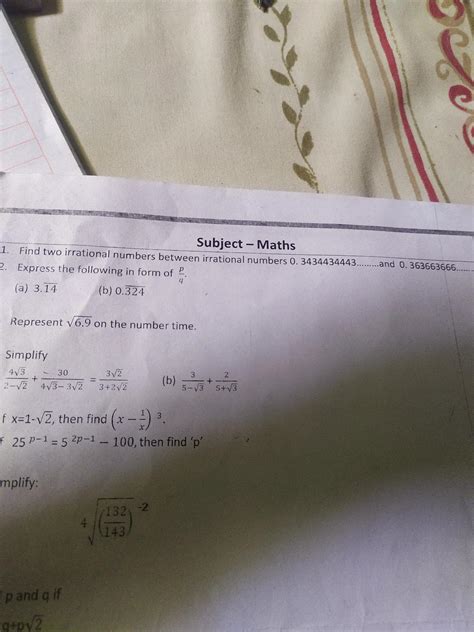 Find two irrational numbers between irrational numbers 0.3434434443 ...