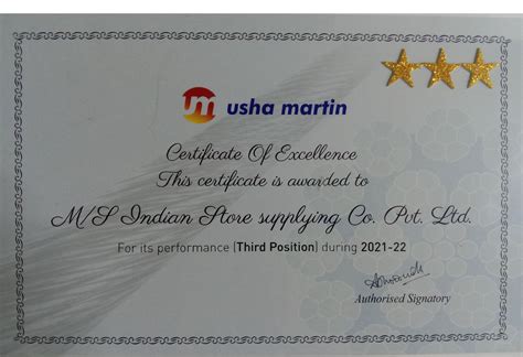 Our Certificates | Indian Stores Supplying