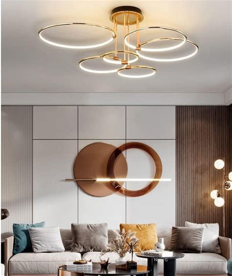 Hdc 6 lights Modern Round Ceiling Lights Gold Circle Rings Lighting Fo