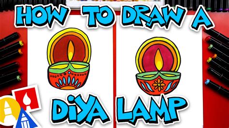 How To Draw A Diya Lamp For Diwali - Art For Kids Hub