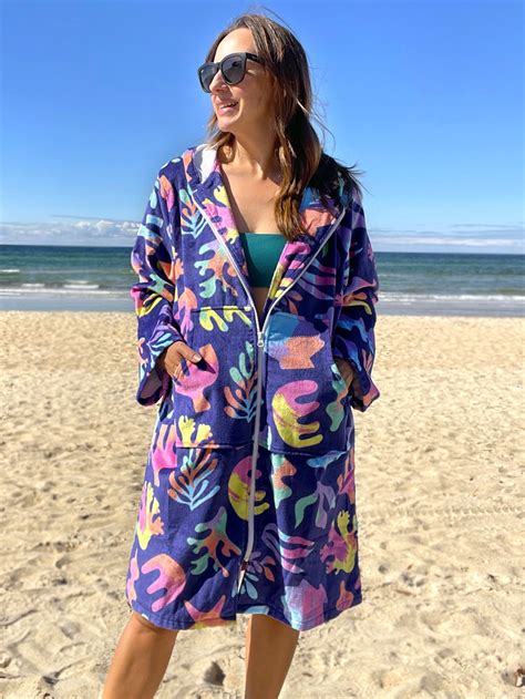 Women's Towelling Robe | Bathrobe & Beach Robe | Zip Up Swim Jacket ...