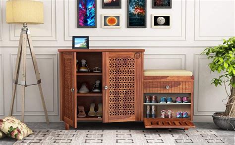 SHRI MINTU'S ART Sheesham Wood Shoe Cabinet for Home | Wooden Shoe Rack ...