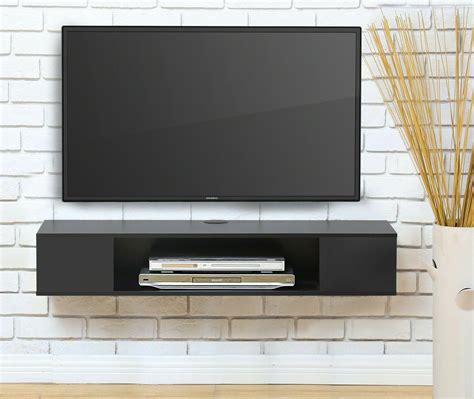 FITUEYES Black Floating TV Stand ,Wall Mounted Medi