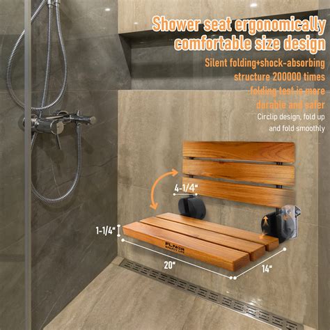 Snapklik.com : 20 Inchs Teak Folding Shower Seat Wall Mounted,Fold Down ...