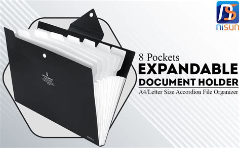 NISUN 8 Pockets File Folder, A4/Letter Size Accordion File Organizer ...
