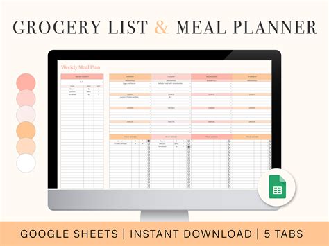 Excel Template Meal Planner Shopping List - Free Word Template