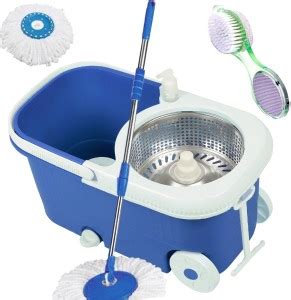 V-MOP Elite Steel Dry Spin Mop With Wheel, 360 Degree Self Spin ...