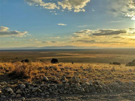 Overlooking the San Luis Valley from Zapata Falls campground at sunset ...