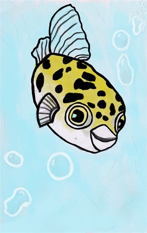 Cute Green Spotted Puffer Fish