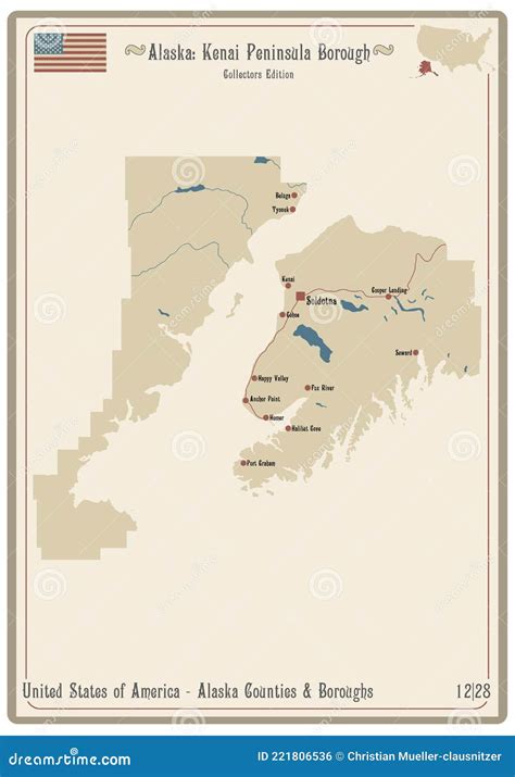 Map of Kenai Peninsula Borough in Alaska Stock Vector - Illustration of ...