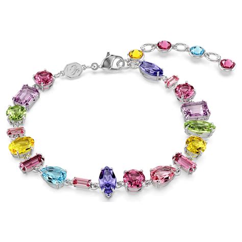 Gema bracelet, Mixed cuts, Multicoloured, Rhodium plated | Swarovski