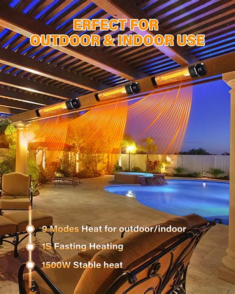 Airvention Electric Outdoor Heater, Patio Wall Mouted Heater with 9 ...