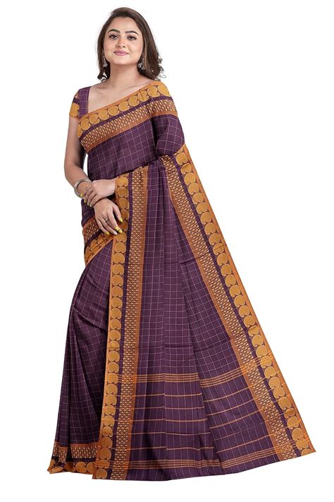 Buy SENSAN Women’s Handloom Chettinad Cotton Saree without Blouse Piece ...