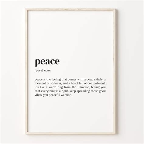 Peace Definition Print Dictionary Poster Quote Wall Art - Etsy