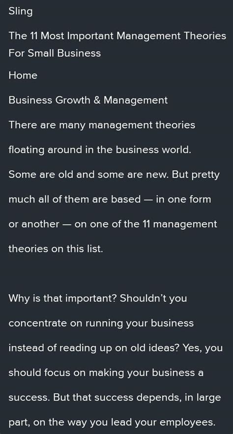 Write about a business management theory that you identify with ...