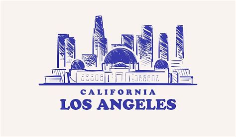 Los angeles sketch skyline los angeles hand drawn vector illustration ...
