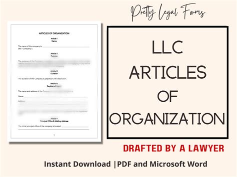 LLC Articles of Organization Template, Limited Liability Company ...