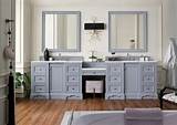118" De Soto Double Bathroom Vanity with Makeup Counter, Silver Gray ...
