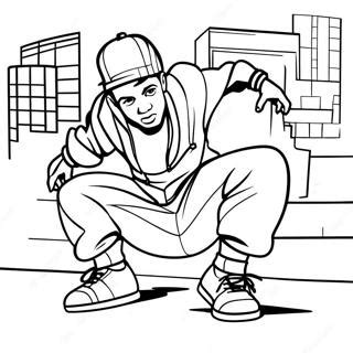 Hip Hop 90s Breakdancer Coloring Page (54604-43204)