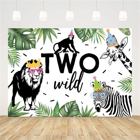 Buy Ticuenicoa 7x5ft Two Wild 2nd Birthday Backdrop Jungle Safari ...