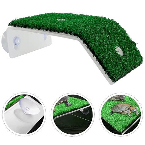 Buy Lieonvis Turtle Basking Platform with Simulation Turf Turtle ...