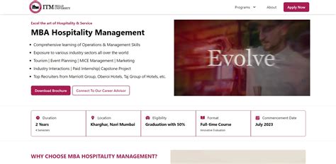 MBA In Hospitality Management Mumbai Course, Fees | ITM Skill University