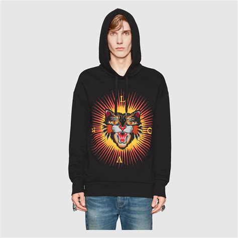 Gucci Felpa in cotone con applicazione Angry Cat Detail 3 | Mens ...