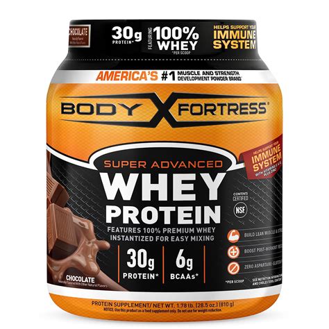 Buy Body Fortress Super Advanced Whey Protein Powder, Chocolate, Immune ...