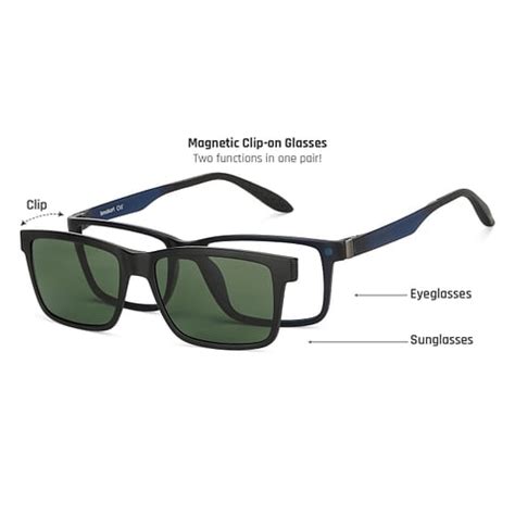 Buy Blue Black Green Solid Full Rim Rectangle Lenskart Air Clip On LA ...