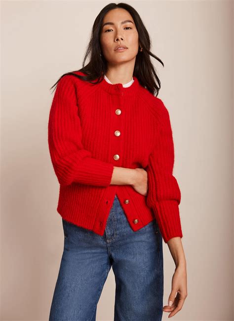 Red Knitted Wool Blend Cardigan – Mint Velvet