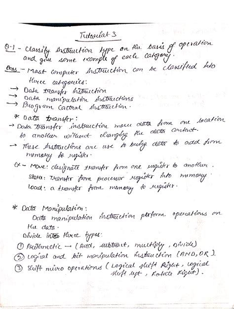 COA t3 - Tute - Tutorial 3 classity instruction type an the basis of ...