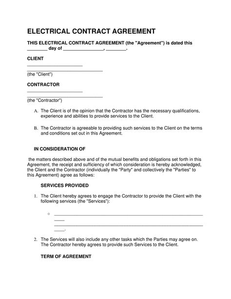 Free Printable Electrical Contract Templates [PDF & Word] Agreement