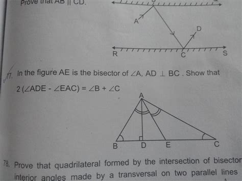 In the figure AE is the bisector of Angle A AD perpendicular at BC.Show ...