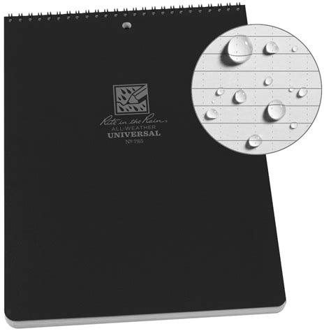 Rite in the Rain All-Weather Top-Spiral Notebook, 8 1/2" x 11", Black ...