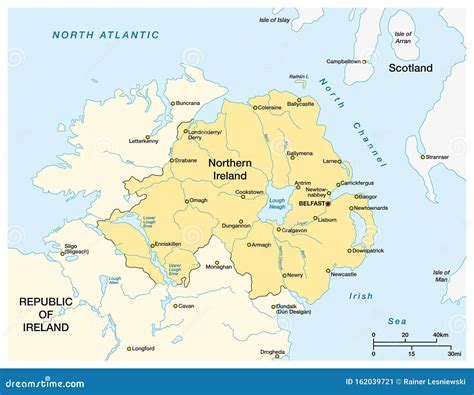 Simple Map of Northern Ireland and the Northern Part of the Republic of ...